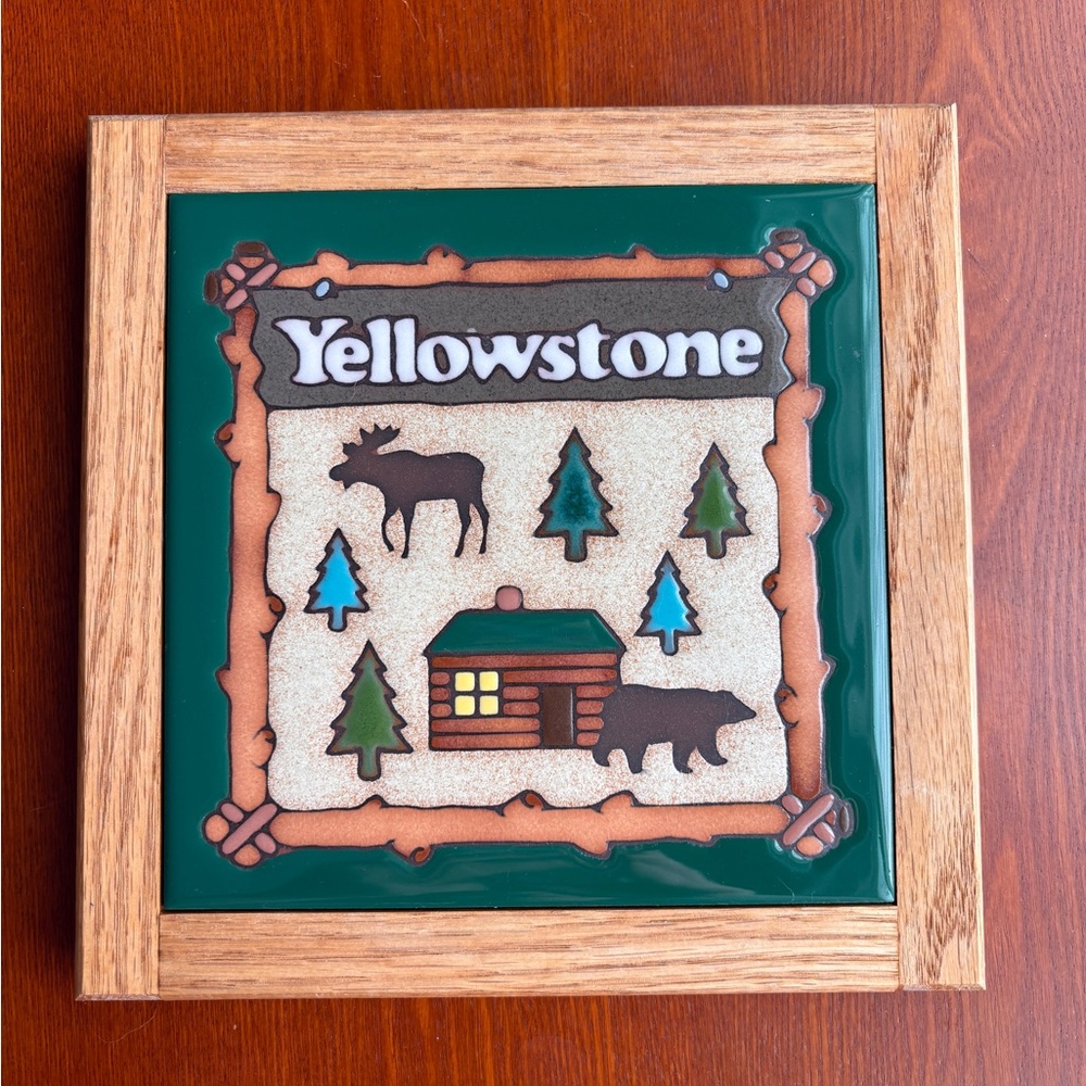 Yellowstone Trivet Masterworks Handcrafted Art Tiles Vintage USA